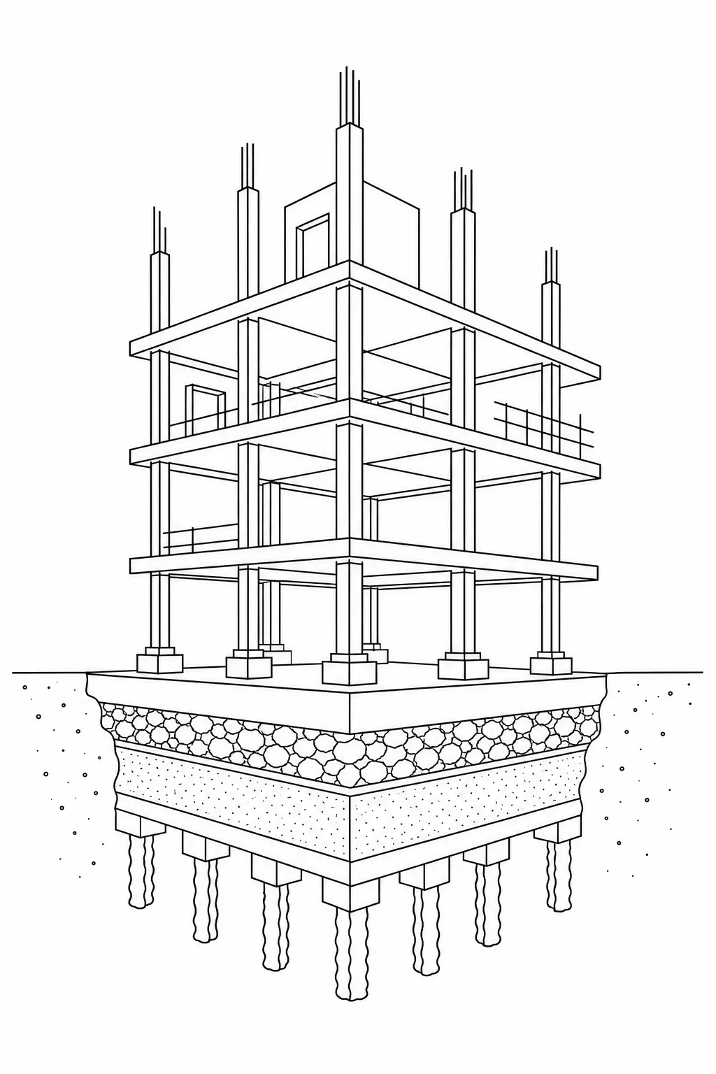 A simple architectural structure being built from the ground up, with a strong visible foundation layer at the base and incomplete upper floors &mdash; illustrating that research quality depends on what it&rsquo;s built on.