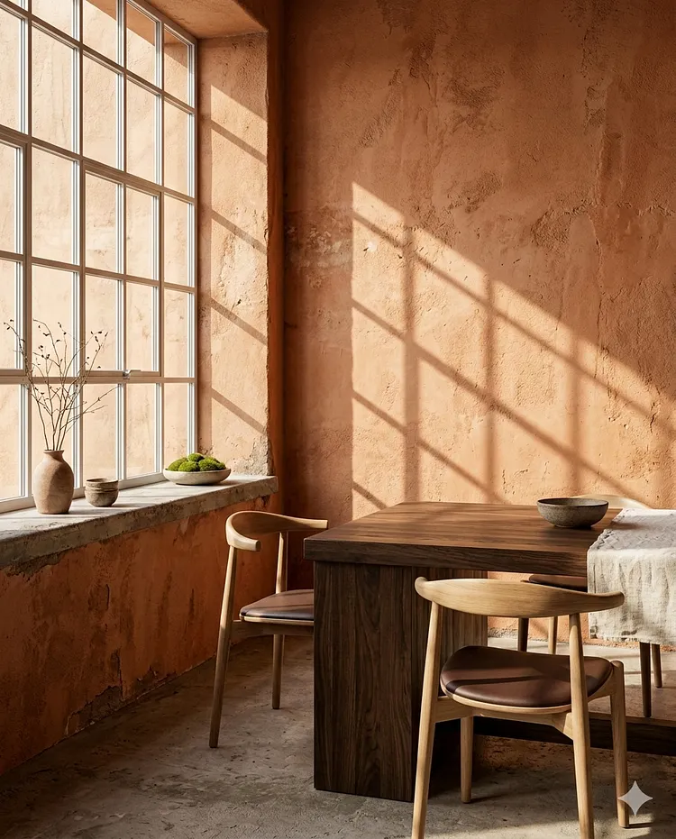 AI-generated Wabi-Sabi interior variation showing model differences even with an identical JSON structure
